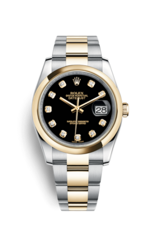 Rolex - 116203-0133  Datejust 36 Rolesor Yellow Domed / Oyster / Black Diamond