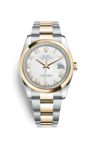 Rolex - 116203-0135  Datejust 36 Rolesor Yellow Domed / Oyster / White Roman