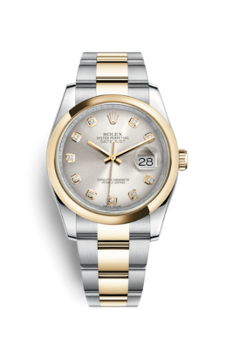 Rolex - 116203-0136  Datejust 36 Rolesor Yellow Domed / Oyster / Silver Diamond