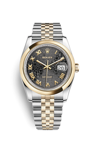 Rolex - 116203-0172  Datejust 36 Rolesor Yellow Domed / Jubilee / Black Computer Roman