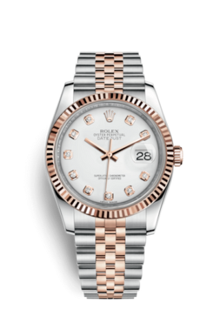 Rolex - 116231-0060  Datejust 36 Rolesor Everose Fluted / Jubilee / White Diamonds