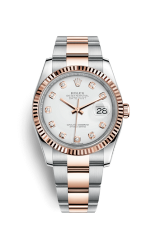 Rolex - 116231-0063  Datejust 36 Rolesor Everose Fluted / Oyster / White Diamonds