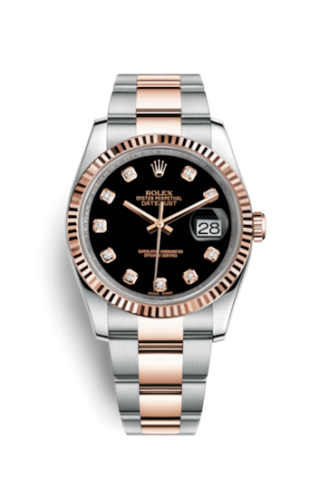 Rolex - 116231-0071  Datejust 36 Rolesor Everose Fluted / Oyster / Black Diamond