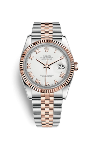 Rolex - 116231-0084  Datejust 36 Rolesor Everose Fluted / Jubilee / White Roman