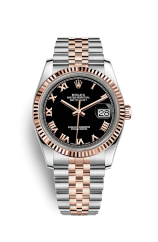 Rolex - 116231-0085  Datejust 36 Rolesor Everose Fluted / Jubilee / Black Roman