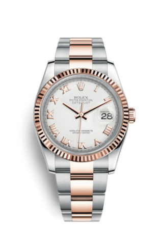 Rolex - 116231-0092  Datejust 36 Rolesor Everose Fluted / Oyster / White Roman