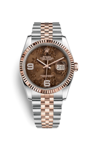 Rolex - 116231-0105  Datejust 36 Rolesor Everose Fluted / Jubilee / Chocolate Floral