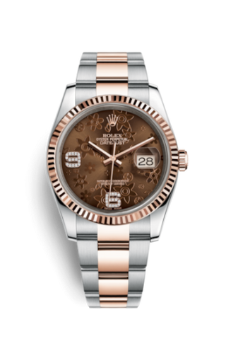 Rolex - 116231-0106  Datejust 36 Rolesor Everose Fluted / Oyster / Chocolate Floral