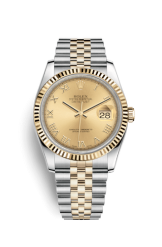 Rolex - 116233-0147  Datejust 36 Rolesor Yellow Fluted / Jubilee / Champagne Roman