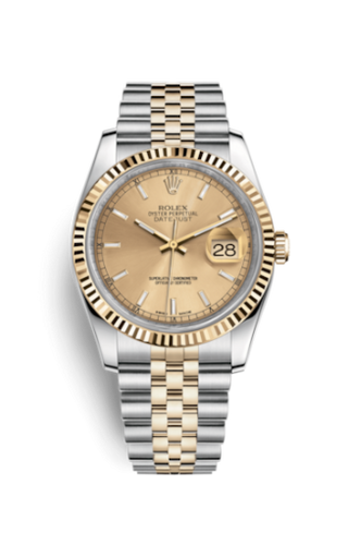 Rolex - 116233-0151  Datejust 36 Rolesor Yellow Fluted / Jubilee / Champagne