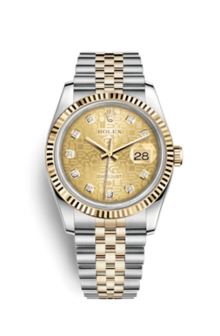 Rolex - 116233-0155  Datejust 36 Rolesor Yellow Fluted / Jubilee / Champagne Computer