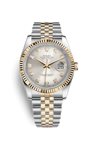 Rolex - 116233-0157  Datejust 36 Rolesor Yellow Fluted / Jubilee / Silver Diamonds