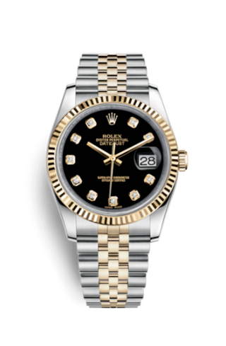 Rolex - 116233-0158  Datejust 36 Rolesor Yellow Fluted / Jubilee / Black Diamond