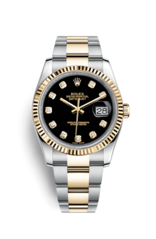 Rolex - 116233-0175  Datejust 36 Rolesor Yellow Fluted / Oyster / Black Diamond