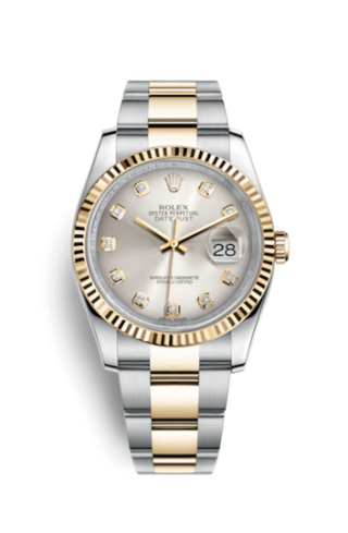 Rolex - 116233-0179  Datejust 36 Rolesor Yellow Fluted / Oyster / Silver Diamonds