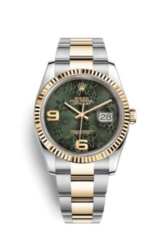 Rolex - 116233-0183  Datejust 36 Rolesor Yellow Fluted / Oyster / Green Floral