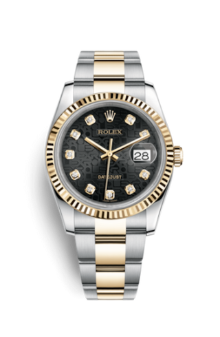 Rolex - 116233-0189  Datejust 36 Rolesor Yellow Fluted / Oyster / Black Computer