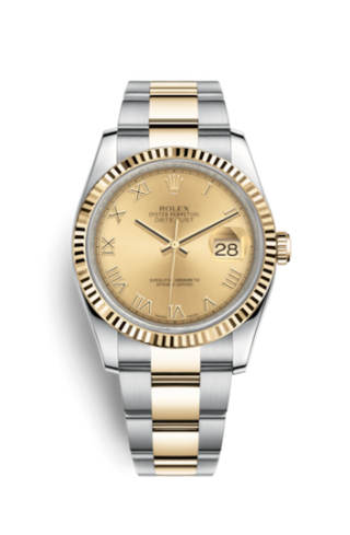 Rolex - 116233-0193  Datejust 36 Rolesor Yellow Fluted / Oyster / Champagne Roman