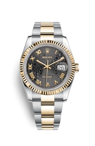 Rolex - 116233-0196  Datejust 36 Rolesor Yellow Fluted / Oyster / Black Computer Roman