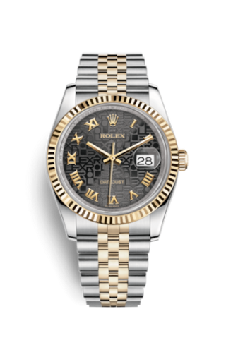 Rolex - 116233-0198  Datejust 36 Rolesor Yellow Fluted / Jubilee / Black Computer Roman