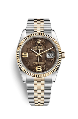 Rolex - 116233-0213  Datejust 36 Rolesor Yellow Fluted / Jubilee / Bronze Floral