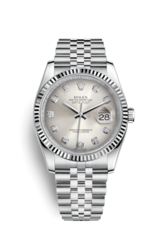 Rolex - 116234-0084  Datejust 36 Stainless Steel Fluted / Jubilee / Silver Diamond