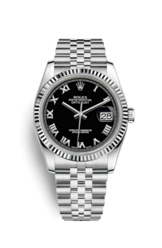 Rolex - 116234-0086  Datejust 36 Stainless Steel Fluted / Jubilee / Black Roman