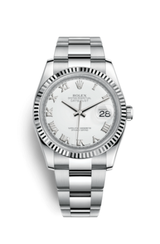 Rolex - 116234-0090  Datejust 36 Stainless Steel Fluted / Oyster / White Roman