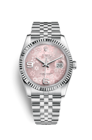 Rolex - 116234-0117  Datejust 36 Stainless Steel Fluted / Jubilee / Pink Floral