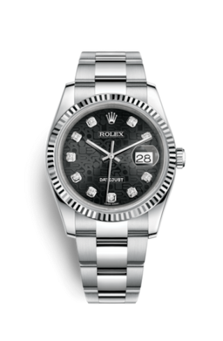 Rolex - 116234-0122  Datejust 36 Stainless Steel Fluted / Oyster / Black Computer