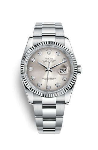 Rolex - 116234-0136  Datejust 36 Stainless Steel Fluted / Oyster / Silver Diamond