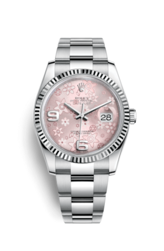 Rolex - 116234-0144  Datejust 36 Stainless Steel Fluted / Oyster / Pink Floral