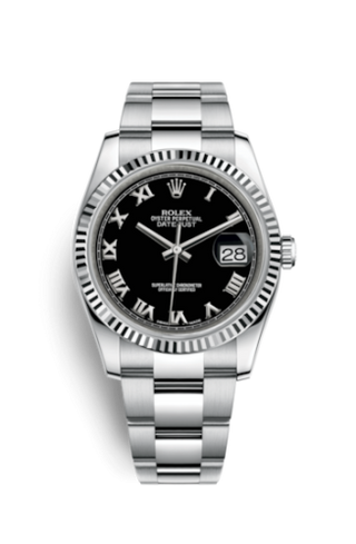 Rolex - 116234-0146  Datejust 36 Stainless Steel Fluted / Oyster / Black Roman