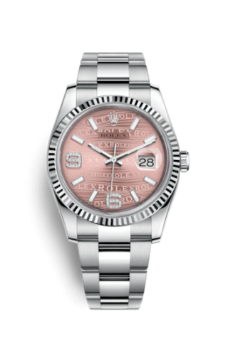 Rolex - 116234-0154  Datejust 36 Stainless Steel Fluted / Oyster / Pink Wave