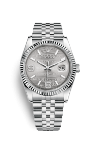 Rolex - 116234-0159  Datejust 36 Stainless Steel Fluted / Jubilee / Rhodium Wave