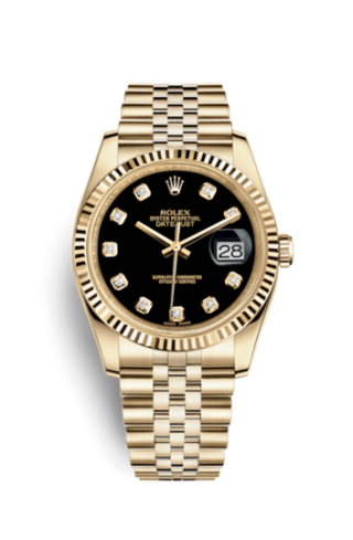 Rolex - 116238-0067  Datejust 36 Yellow Gold Fluted / Jubilee / Black Diamonds