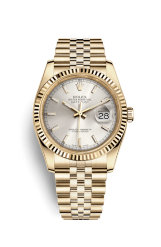 Rolex - 116238-0071  Datejust 36 Yellow Gold Fluted / Jubilee / Silver