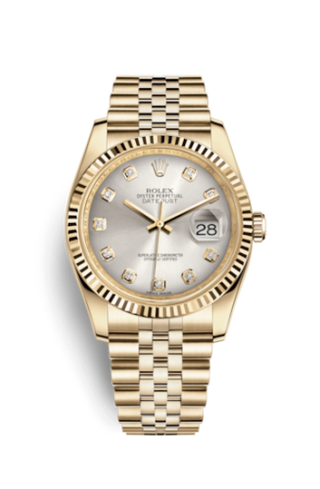 Rolex - 116238-0075  Datejust 36 Yellow Gold Fluted / Jubilee / Silver Diamonds