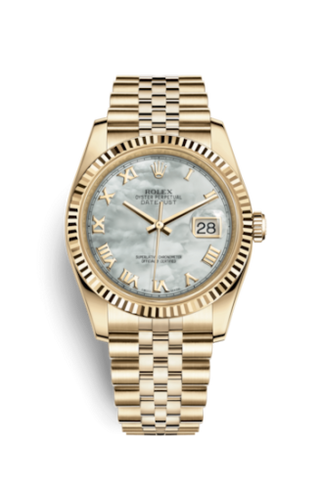 Rolex - 116238-0077  Datejust 36 Yellow Gold Fluted / Jubilee / MOP Roman