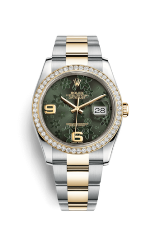 Rolex - 116243-0006  Datejust 36 Rolesor Yellow Diamond / Oyster / Green Floral