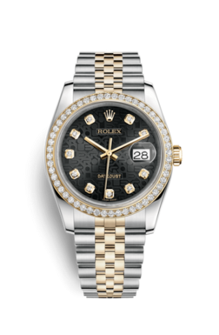 Rolex - 116243-0015  Datejust 36 Rolesor Yellow Diamond / Jubilee / Black Computer