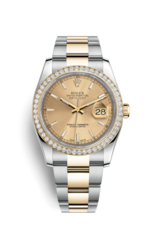 Rolex - 116243-0030  Datejust 36 Rolesor Yellow Diamond / Oyster / Champagne