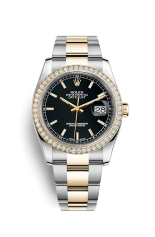 Rolex - 116243-0049  Datejust 36 Rolesor Yellow Diamond / Oyster / Black