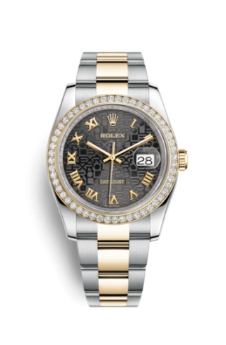 Rolex - 116243-0050  Datejust 36 Rolesor Yellow Diamond / Oyster / Black Computer Roman