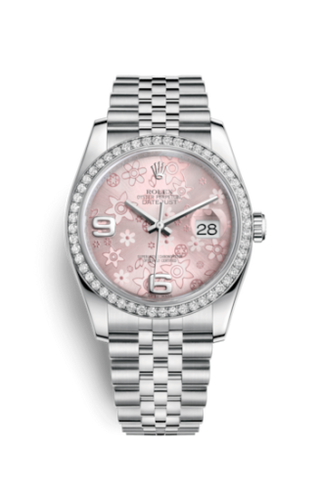 Rolex - 116244-0004  Datejust 36 Stainless Steel Diamond / Jubilee / Pink Floral