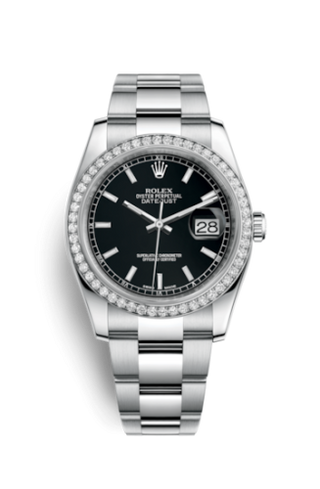 Rolex - 116244-0060  Datejust 36 Stainless Steel Diamond / Oyster / Black