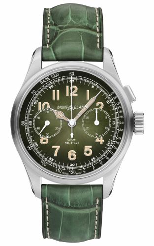 Montblanc - 117834  1858 Monopusher Chronograph 40 Stainless Steel / Green / Alligator