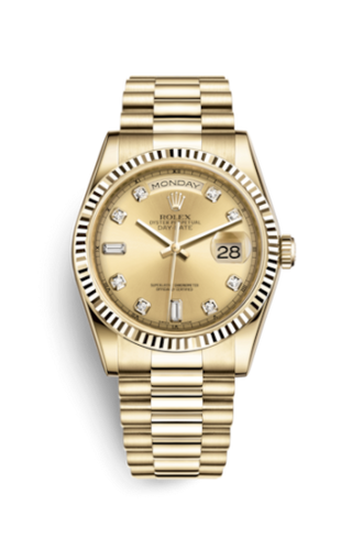 Rolex - 118238-0116  Day-Date 36 Yellow Gold Fluted / President / Champagne Diamonds