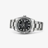 Rolex - 118239-0099  Day-Date 36 White Gold Fluted / Oyster / Black Diamonds