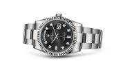 Rolex - 118239-0099  Day-Date 36 White Gold Fluted / Oyster / Black Diamonds